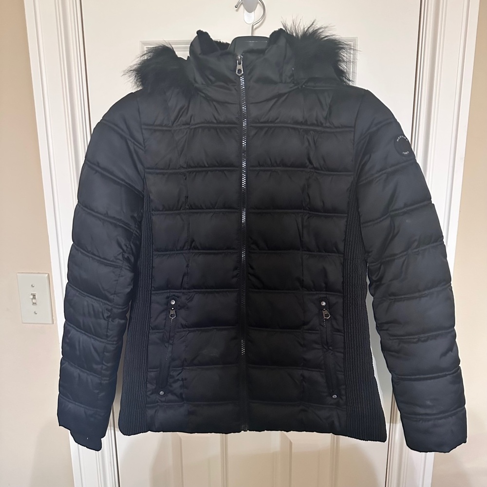 Nautica Black Puffer Jacket with Detachable Hood Size M